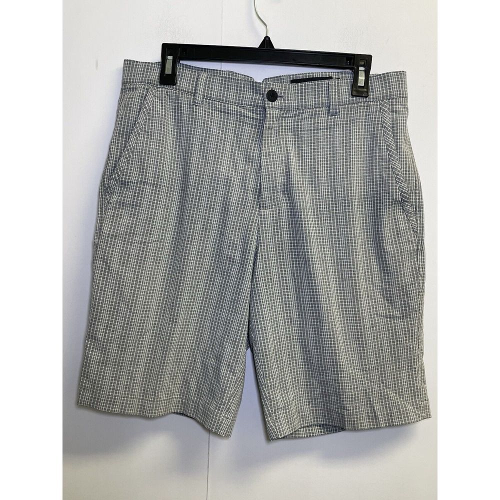 Dunning Shorts Mens 32 Gray Plaid Golf Performance Stretch‎ Chino 10" Inseam